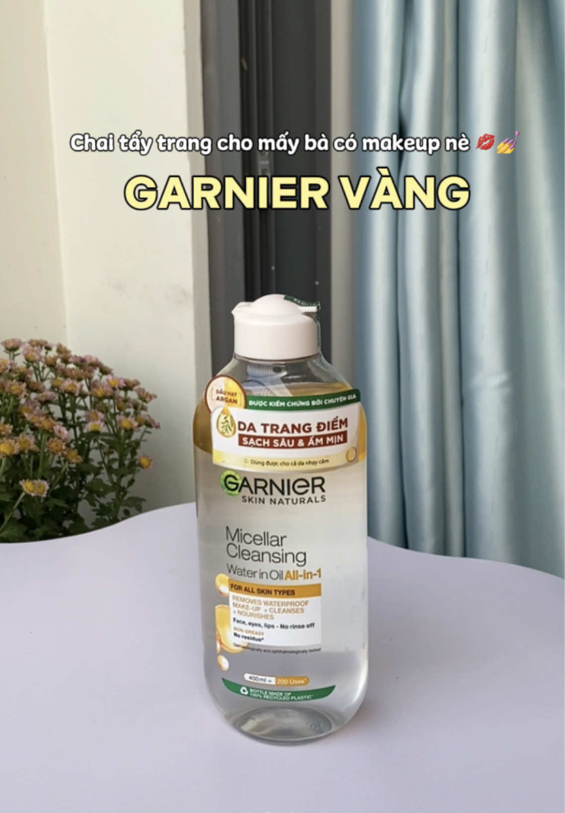 Nước tẩy trang Garnier vàng cho da trang điểm 💄💅 #xuhuong #xuhuongtiktok #trend #trending #viral #thinhhanh #review #hgreview #beauty #skincare #skincareroutine #skincaretips #nuoctaytrang #nuoctaytrangsachsau #nuoctaytranggarnier #garnier #garniervangdau #taytrangdatrangdiem #nuoctaytrangdamakeup 