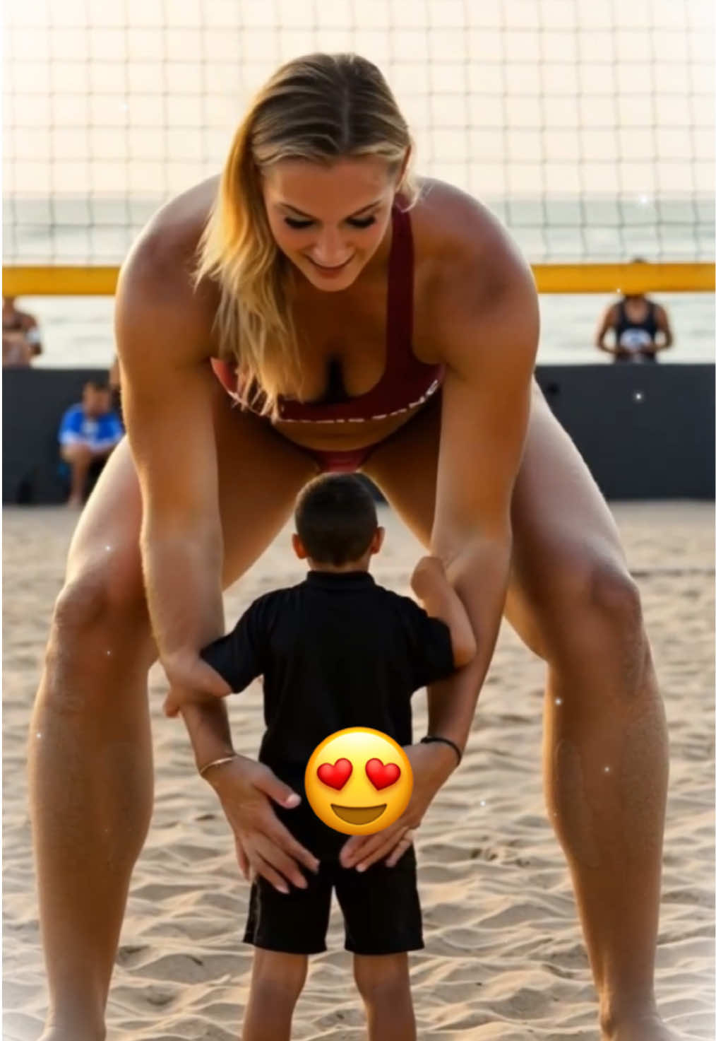 HUGe Beach Volleyball Player HUGs a Boy🥺#shorts #tallwoman #tallgirlfriend #volleyball #musclequeen #hug 