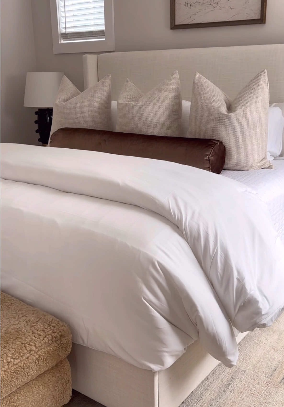 Loveeee how my bedding turned out !! 🤍☁️ all on my amazn & ltk #makemybedwithme #fluffybedding #bedding #bedroomcheck #creatorsearchinsights #beddingrefresh 