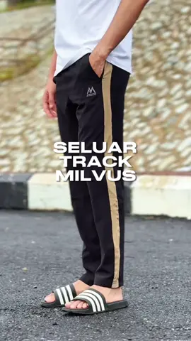 Pakai seluar track ni buat bersukan, cutting slimfit dia pun lawa #seluartrack #tracksuit #seluarsukan #milvusmalaysia 