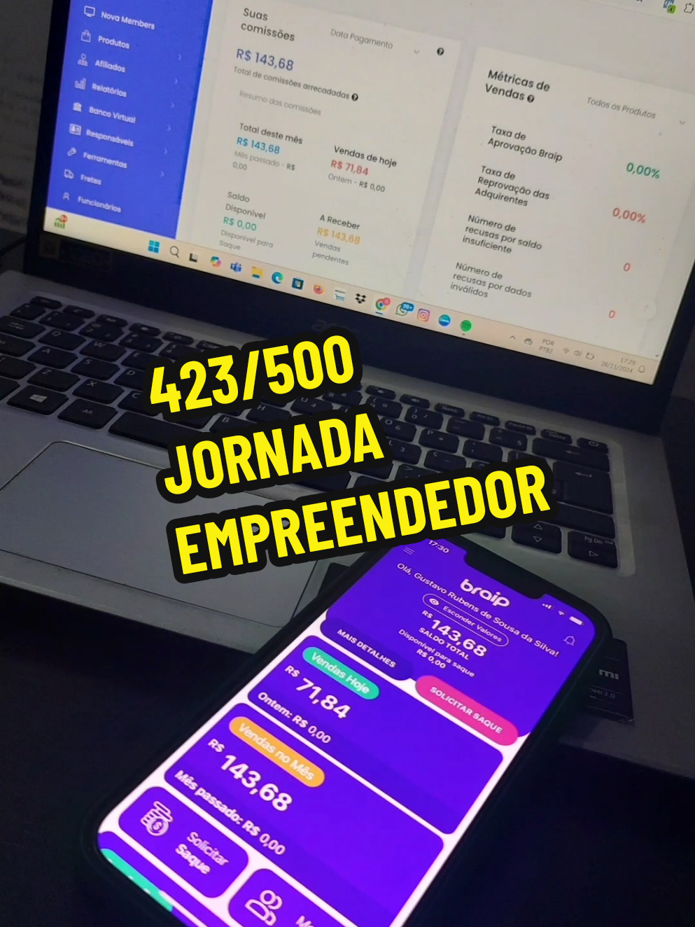 ✅ 423/500 | Jornada 500 dias empreendendo 🔱