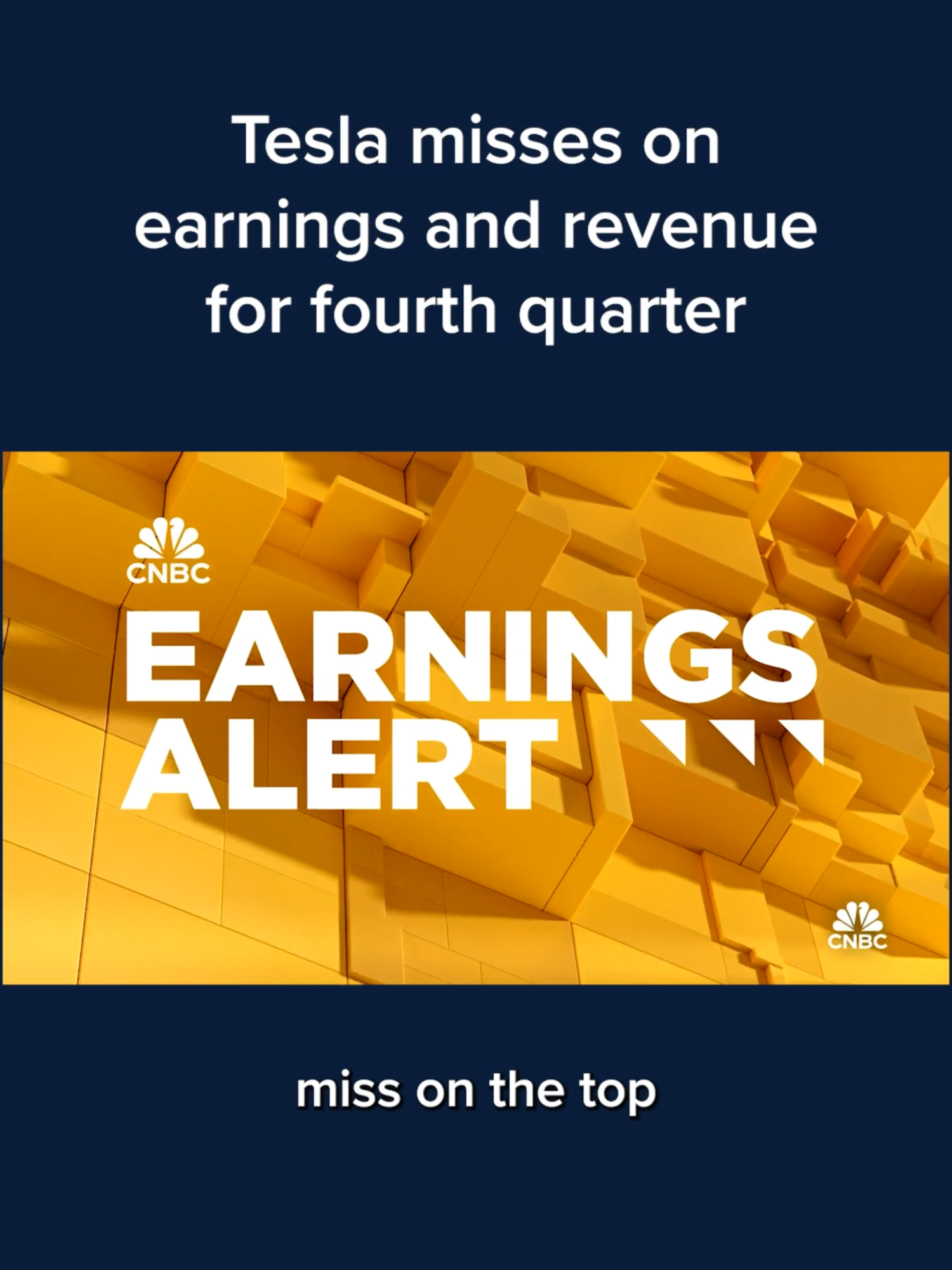 #Tesla shares fell in extended trading on Wednesday after the #electricvehicle maker reported earnings and revenue for the fourth quarter that trailed analysts' estimates.  Find the numbers at the #linkinbio or tap the link on screen. #CNBC