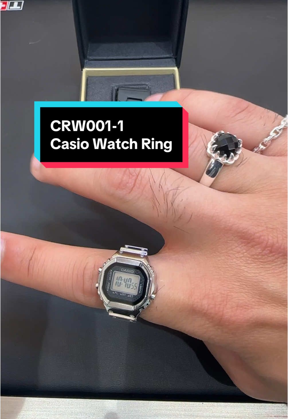 CRW001-1D Casio Watch Ring ⌚ A tiny Casio you can wear on your finger 💍 Classic digital watch details in ring form 🎭 The perfect mix of retro and fun Thank You Casio NZ :) #watchtok #watches #fyp #foryou #casio #nz 