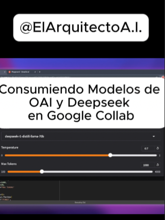 Consumiendo Modelos de OpenAI y Groq en Google Collab! Código: https://gist.github.com/elarquitectoai/64bf1ebdf79ad1d2b65ca735a24c0c1e #elarquitectoai #inteligenciaartificial #IA #tecnologia #programacion #programar #latam #opensource #deepseek #chatgpt #google