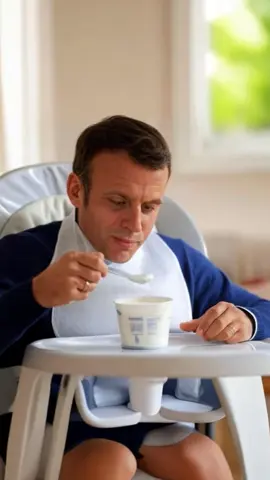 Tout bonheur commence par un petit déjeuner tranquille 🙂 bonne journée #macron #humor #aiart #labohiro #funnymemes 