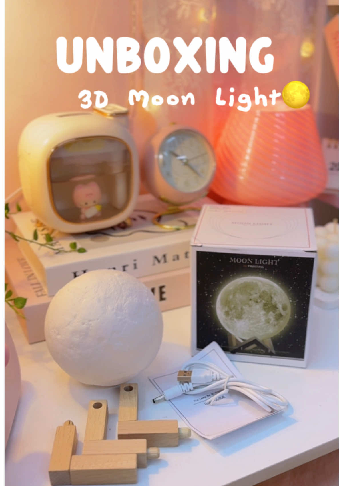 ညဘက် အိပ်ခန်းထဲထားဖို့ အလှလေးတစ်ခု 🥰✨🌕 #fyp #moon #light #3dmoonlamp #moonlamp #nightlight #unboxing #deskdecoration #accessories #shop #trending 