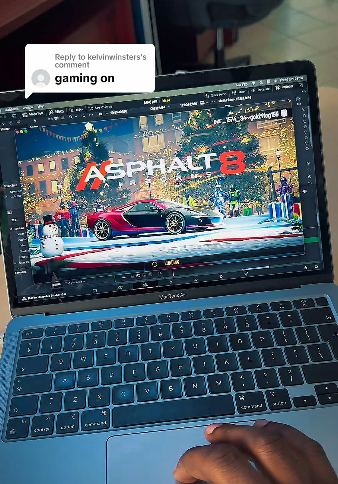 Replying to @kelvinwinsters  To show just how good this #macbookair M1 from @kurunzi tech media is good for creators seeking to create and edit content on the go, Im pushing it to the limit by running #asphalt8 on it while #davinciresolve is open. Have a look. #tiktokforbusiness ##kurunzitechmedia #macbookairm1 #creatortech #laptop #kenyantiktok #apple 