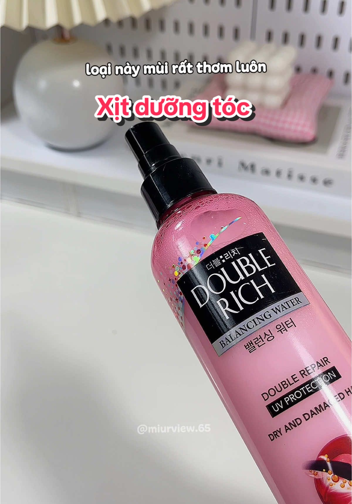 Xịt dưỡng tóc double rich #miureview65 #reviewlamdep #goclamdep #xitduongtoc #doublerich 