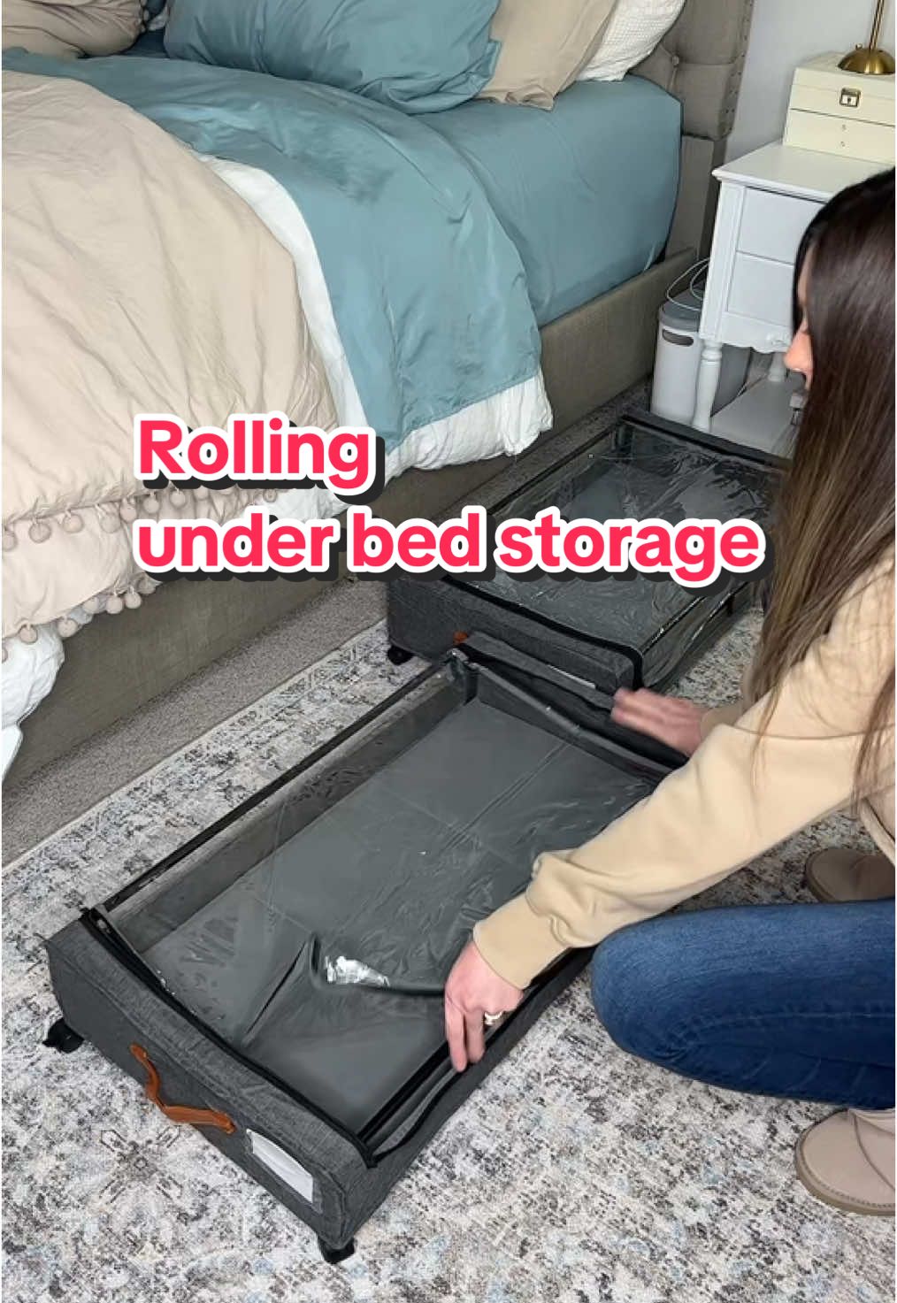 #ad underbed rolling storage containers I got a set of two. It has a see thru plastic top so I can see what I have in there and wheels to easily roll it around by the handle. #underbedstorage #rollingstorage #homeorganization #homeorganizationhacks #TikTokShopLoveAtFirstFind #seasonalgems #lovelanguage  #TikTokShopJumpstart #TTSTasteMakers #SpotlightFinds  #TreasureFinds #TTSDelight #TTSLevelUp 