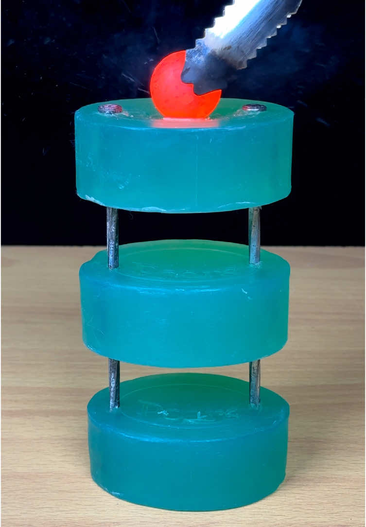 1000°C Glowing Metal Ball Melting Through Soap 🧼 😱 #experiment #Science #fyp