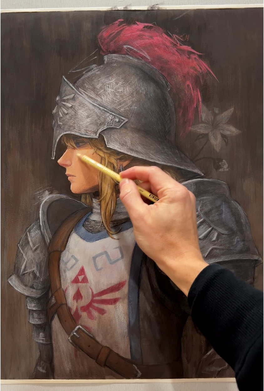Almost finished with this Stoic Knight Link painting! 🎨 #zelda #legendofzelda #loz #totk #botw #fanart #painting #traditionalart #paint 