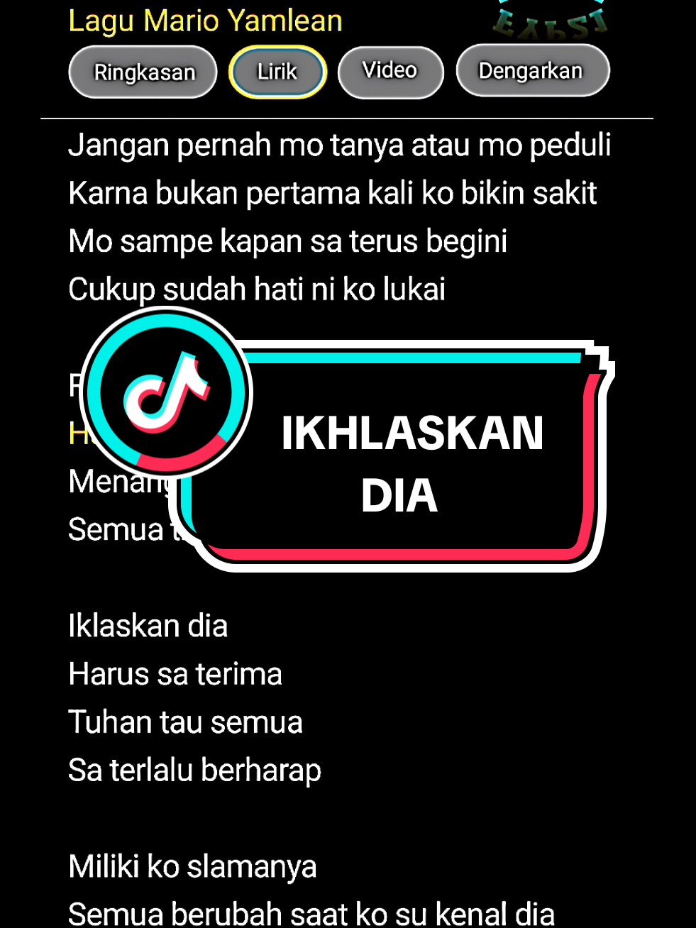 IKHLASKAN DIA ||  #ikhlaskandia #lagutimur #sad #trendingtiktok #vibes #fypviralシ #fyp #masukberandafyp #liriklagu #mentahanliriklagu #liriklaguindo 
