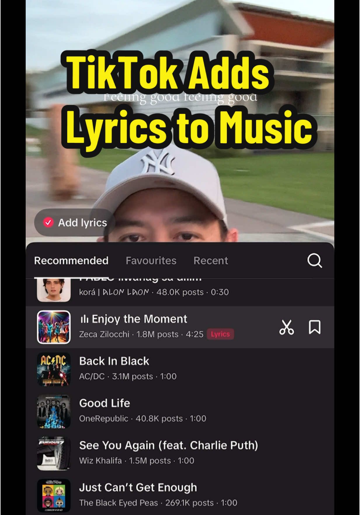 TikTok now lets you add lyrics when using selected songs from the library #tiktok #socialmedia #tiktoknews 