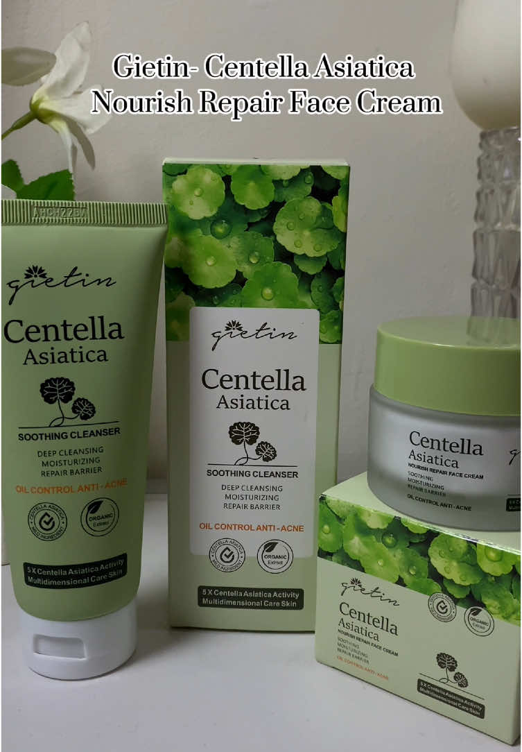 Gietin soothing cleanser & soothing moisturizing repair barrier 🍀 #CapCut #centellaasiatica #gietin #fy #xybca 