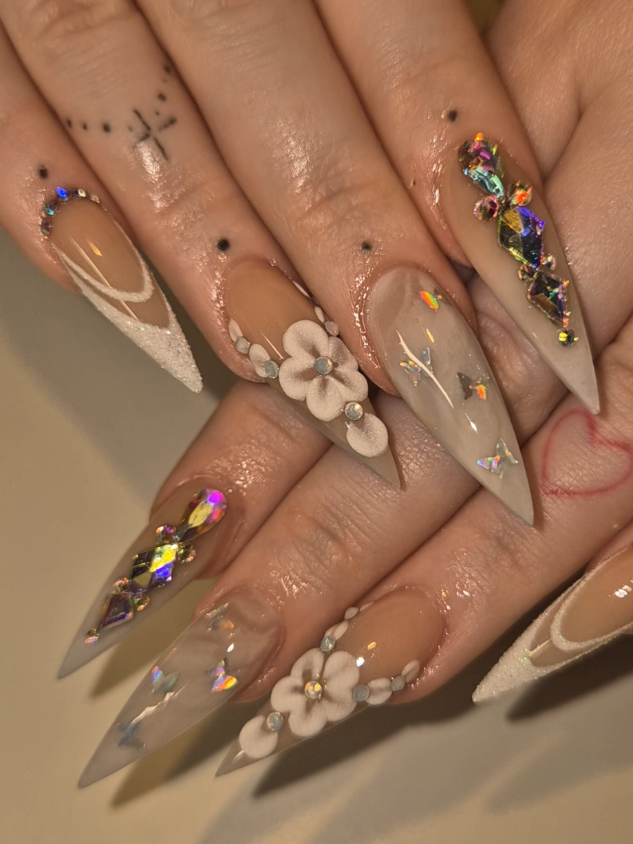 the most beautiful wedding nails ever 🥹 had the absolute pleasure of doing my girls wedding nails today. she's been with me since day one! we've spoke about these for years and here we are!!!  @Abi Sedge love you princess. congratulations 💗#nailartist #tiktoknails #frenchnails #glitterbels #weddingnails 