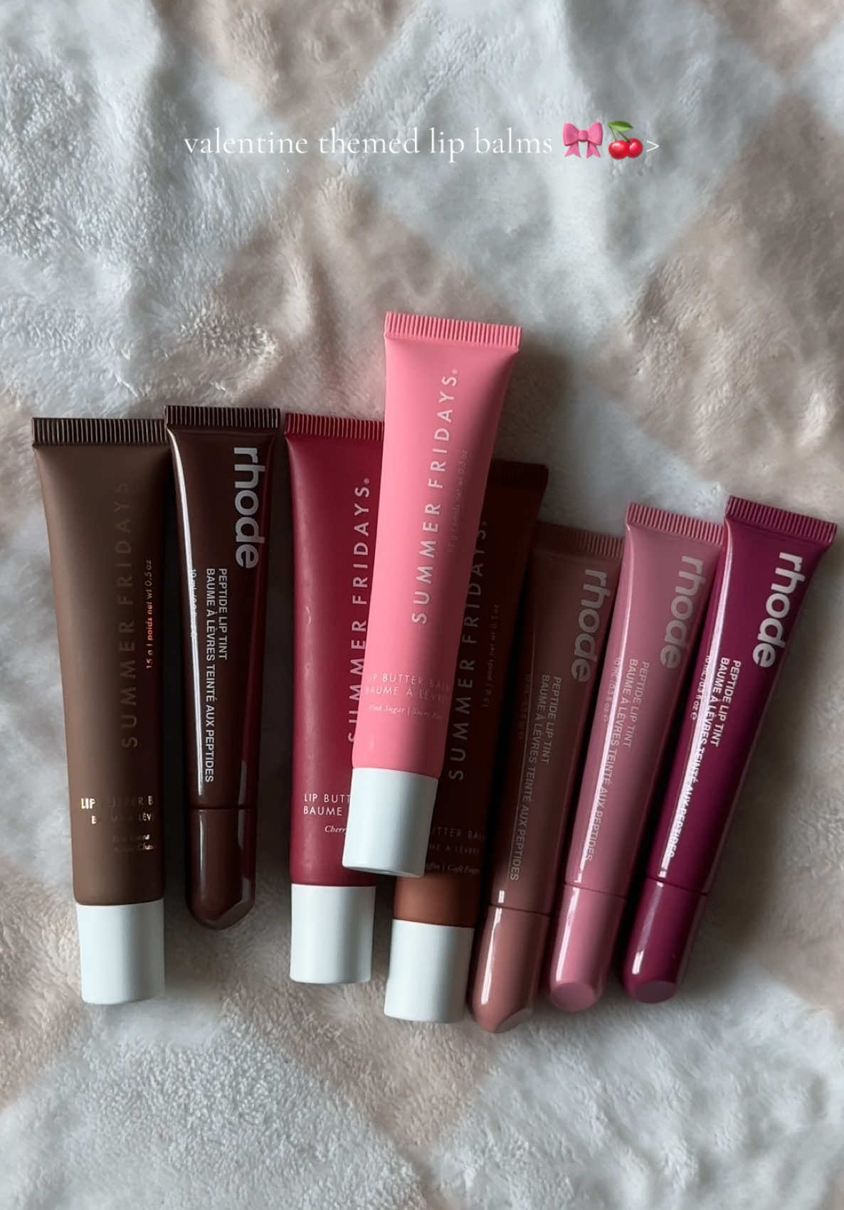 🧸🍒🎀💞 #ValentinesDay #lipbalmaddict #rhode #summerfridays #valentinesdaymakeup #aestheticvideos 