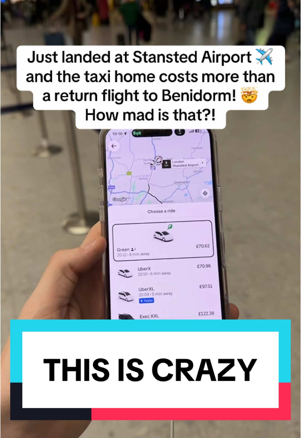 Just landed at Stansted Airport ✈️ and the taxi home costs more than a return flight to Benidorm! 🤯 How mad is that?! #fyp #foryoupagе #uk 