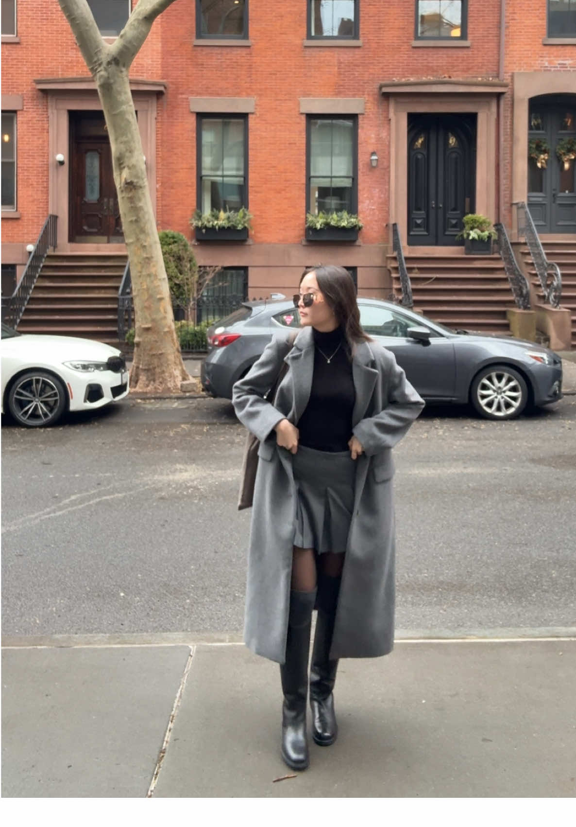been loving grey tones lately 🩶🐰 #OOTD #outfit #greycoat #greyskirt #outfitideas #overkneesocks #boots #pinterest #aesthetic #outfitinspo #outfitideas #classy #elegant #wintercoat #winterfashion #rainyweather #rainyday #pinterestoutfit 