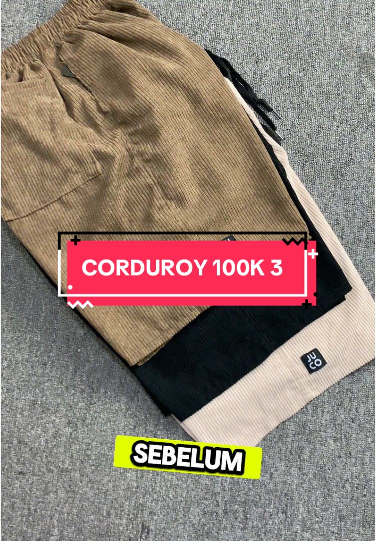 celana corduroy cakep nih buat nongkrong apalagi harganya cuma 100k udah gitu dapet 3 pcs #celanacorduroy #celanapendek #celanacorduroypendek #corduroypants #rekomendasicelana 