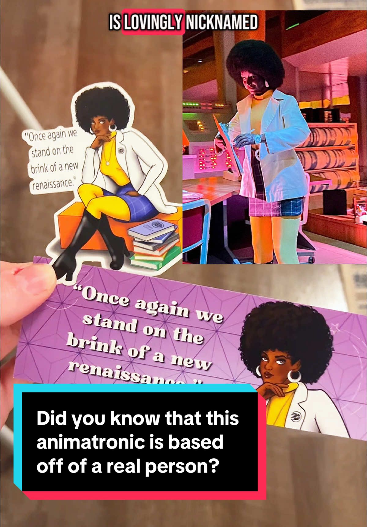 Little known fact about “Miss Foxy” inside Epcots Spaceship Earth! Did you know she is based on a real scientist from the 70s? 🌐✨  Check out @pineappleprincess340 video for even more fun facts about her.  #disney #epcot #epcotball #spaceshipearth #womeninstem #1970s #disneyhistory #disneyfacts #disneyhistory #disneylifestyle #thedappersdanielle #blackhistorymonth 