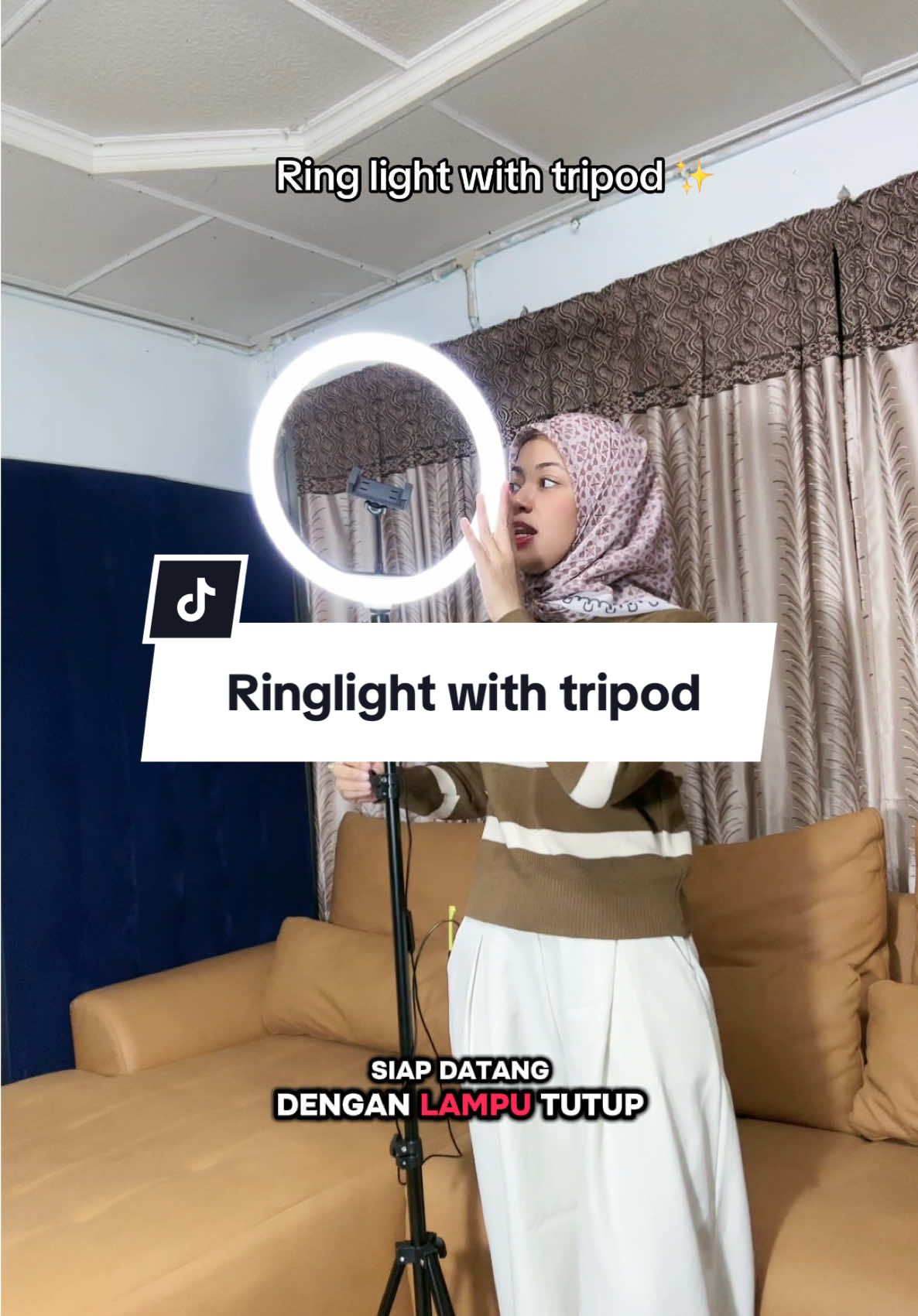 Tripod 210cm my ring light 32cm. #ringlightmurah #tripodmurah #teipodringlight #standphone #standphonewithringlight 