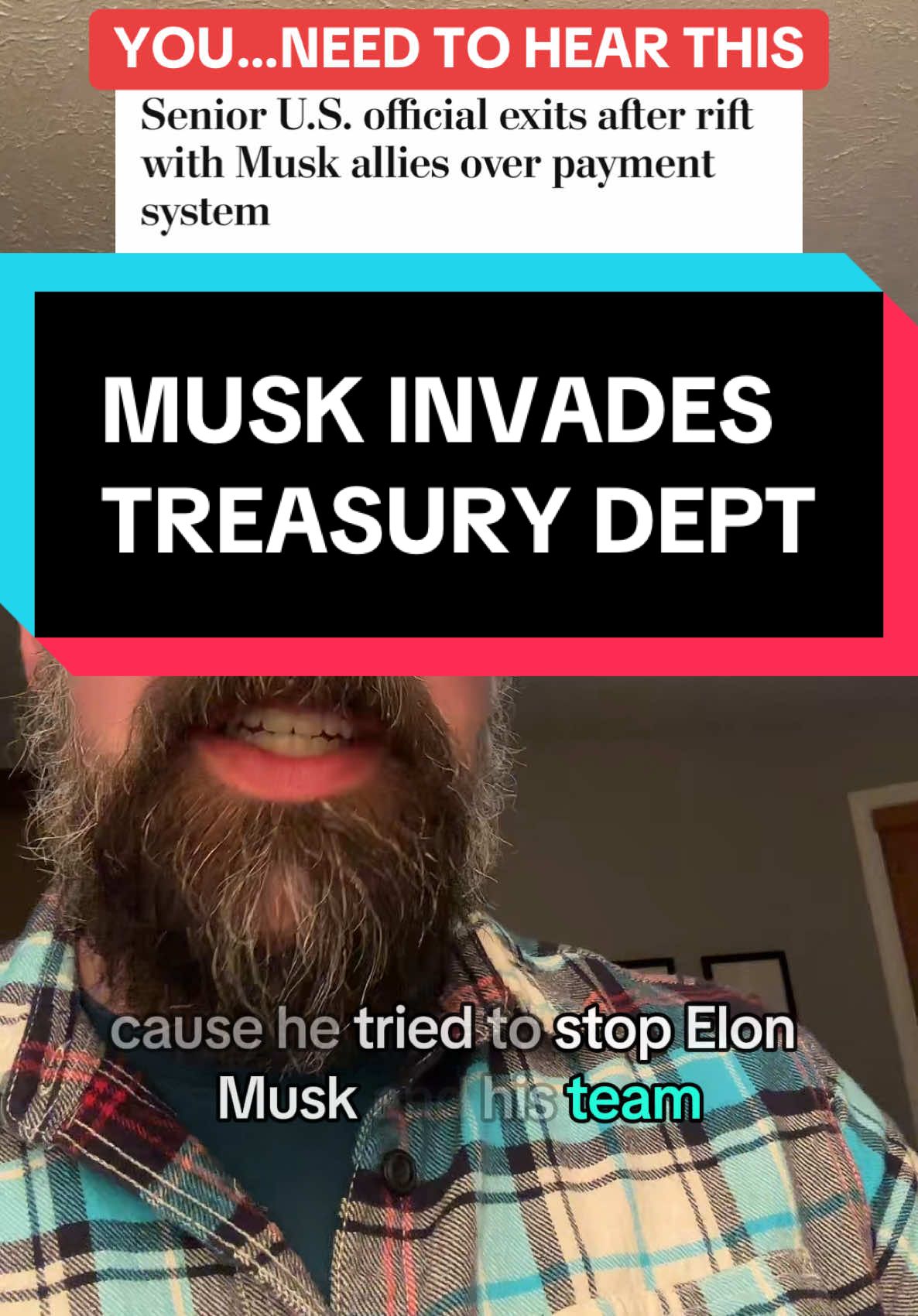 #elonmusk just forced a senior #treasury department official to resign because he refused to give Musk access to the Treasury Department’s payment system; a system Musk and #doge have absolutely no business touching because it’s responsible for carrying out over a billion payments to Americans each year that have already been authorized by Congress. So what exactly does Musk have in mind? 