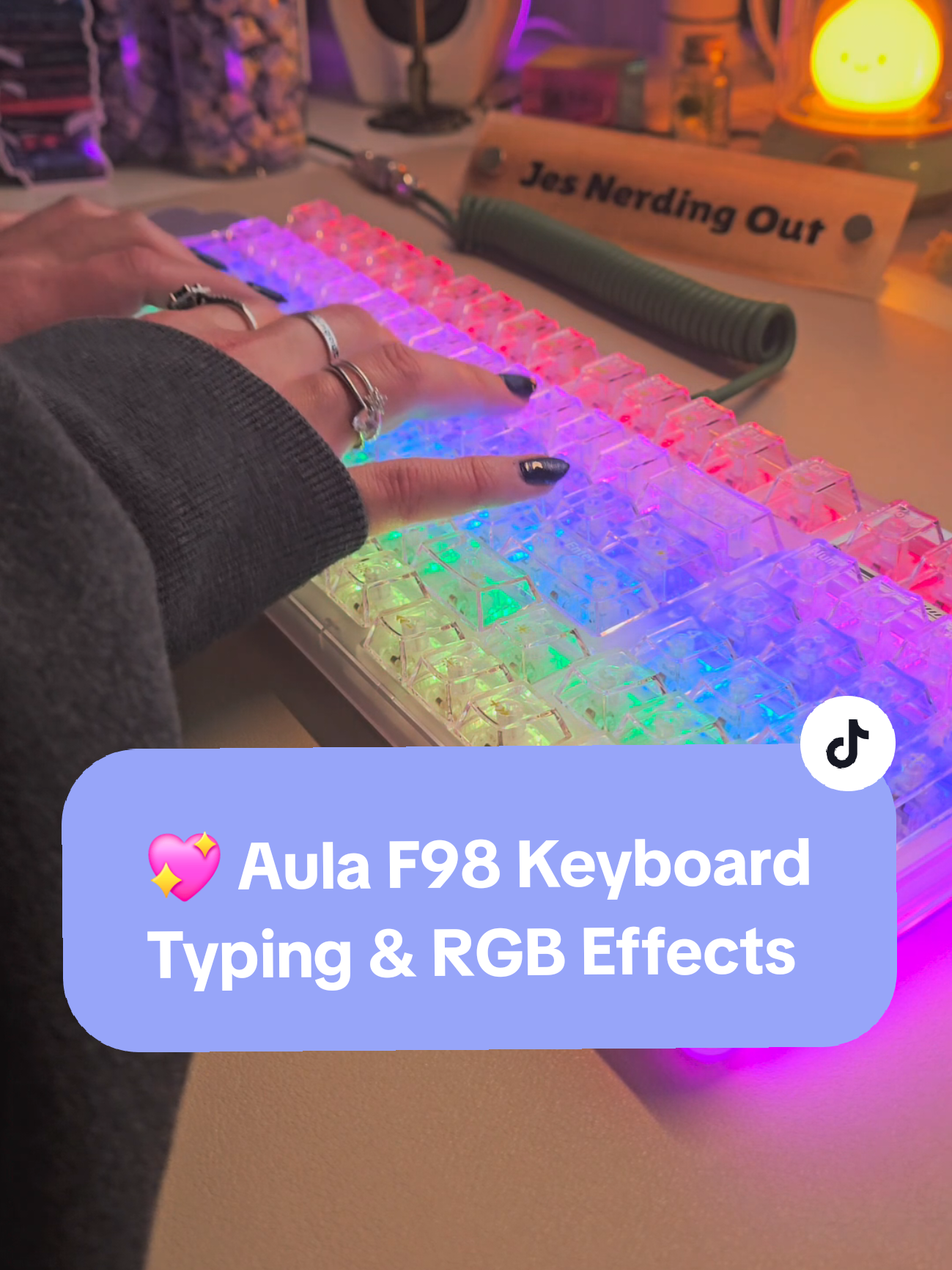 Replying to @janessifer let's listen to the Aula F98 & take a look at some of the RGB effects (there are even more than shown in this video, but if I went through all of them it would be a very long video haha) 🤗 #keebtok #creamykeyboard #keyboardasmr #pinkdesksetup  #typing #typingasmr #pcsetup #wfh #wfhsetup #office #asmr #wfhtok #asmrtingles #asmrtok #officelife #officetok #keeb  #pcgaming #keyboard #keebs #keyboards #pinkdesk #pink #desksetup #gamergirls #kawaii #kawaiiaesthetic #cozygamer #cozygaming #toptierjanuary #cozyathome  #tiktokshopcreatorpicks
