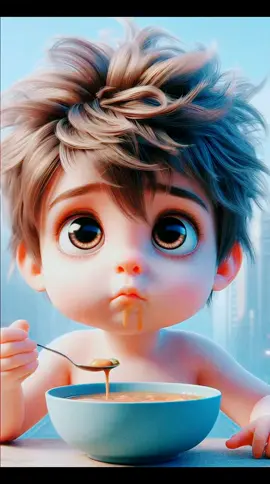 Cute baby eats soup #fyp #foryou #foryoupage #tiktok #trending #viral #viralvideo #ai #cute #baby 
