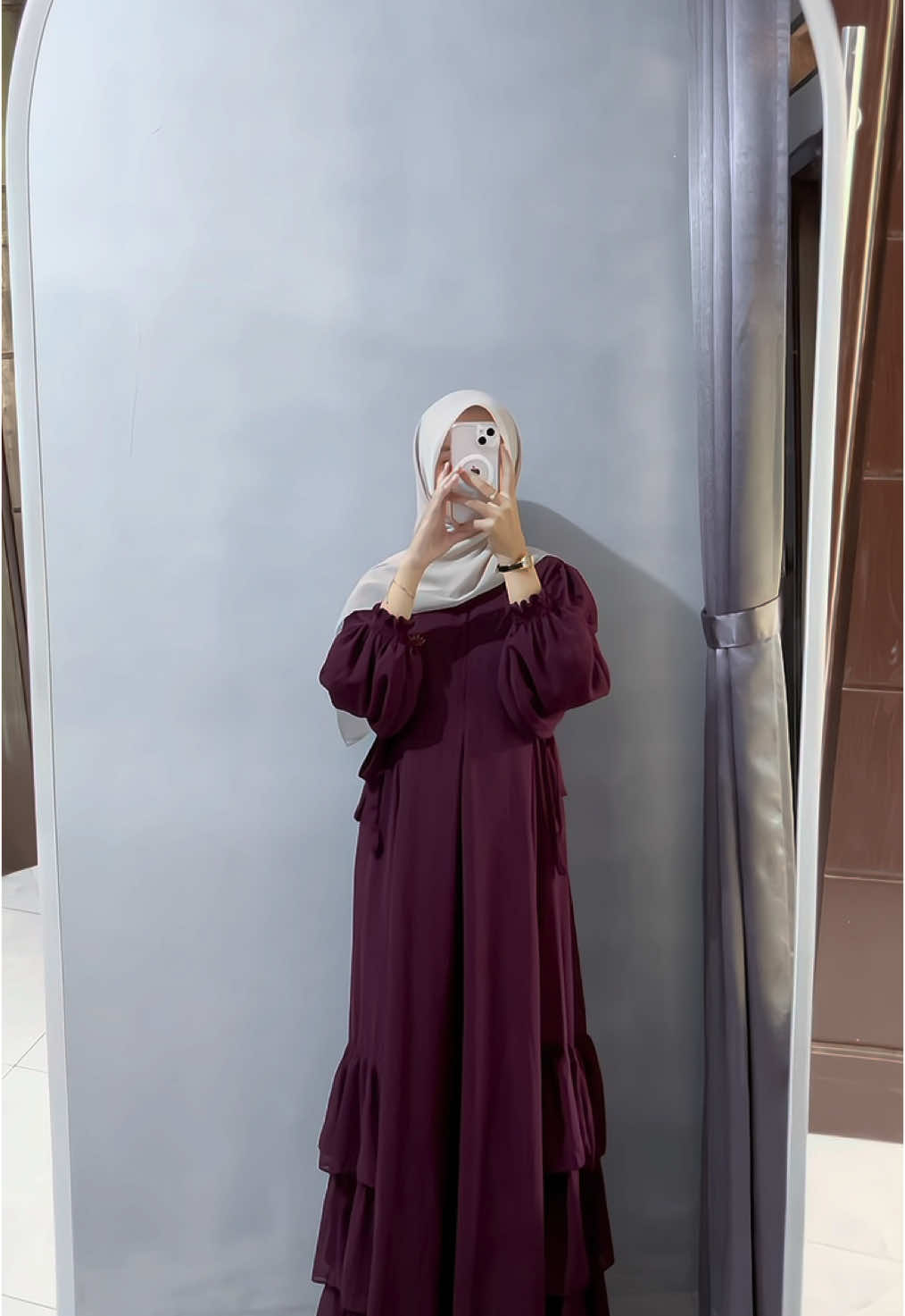 Dress secantik ini cuma 100ribuan🥲😍 #dress #gamis #kekinian #bestseller #burgundy #ootdhijab 