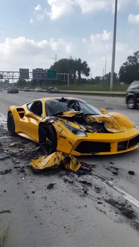 I crashed my Ferrari, and then this creature appeared out of nowhere. #ferrari #yellow #carcrash #wierd #wierdcore #fyppp #goviralgo 
