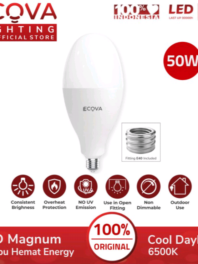 Lampu LED 50 Watt Ecova Magnum Lampu Jalan Street Light Hemat Energi #lampu  #lampujalan  #lampuled  #lampu50watt  #fyp #like 