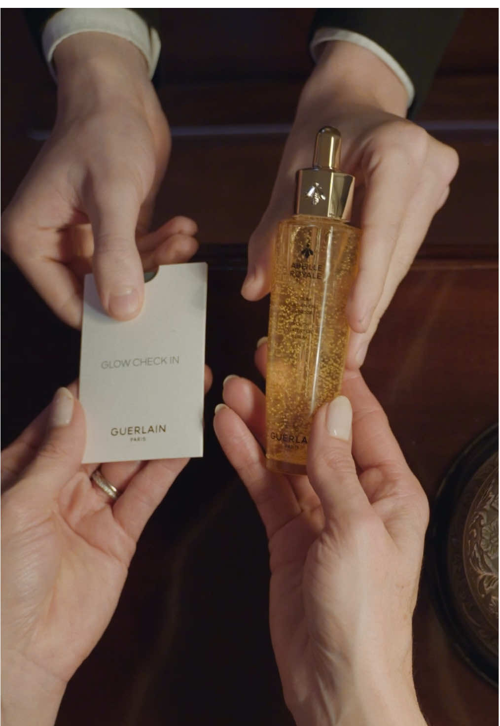 Check in. Glow up.  Ring the bell to unlock the youth repair secrets of Abeille Royale Youth Serum – but can you guess where? — #Guerlain #Skincare #AbeilleRoyale @Liv Judd 