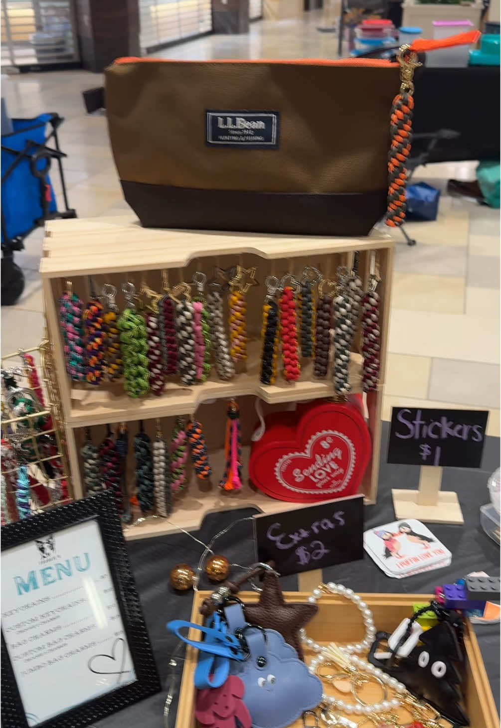 Seacoast NH 🔊 Handmade Custom Rope Bag Charms and Keychains, popping up today only 10-4 at the Fox Run Mall in Newington!  Come check us out ✨  #seacoastnh #newhampshire #DIY #nhcrafts #ropebagcharms #paracord #paracordbagcharms #bagcharms #bagcharm #keychains #custombagcharms #portsmouth #portsmouthnh #SmallBusiness #nhsmallbusiness #foxrunmall 