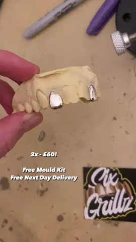 2x Silver Caps - £60! ❤️🤘🏼 Free Mould & Delivery! #fyp #grillz #6grillz 