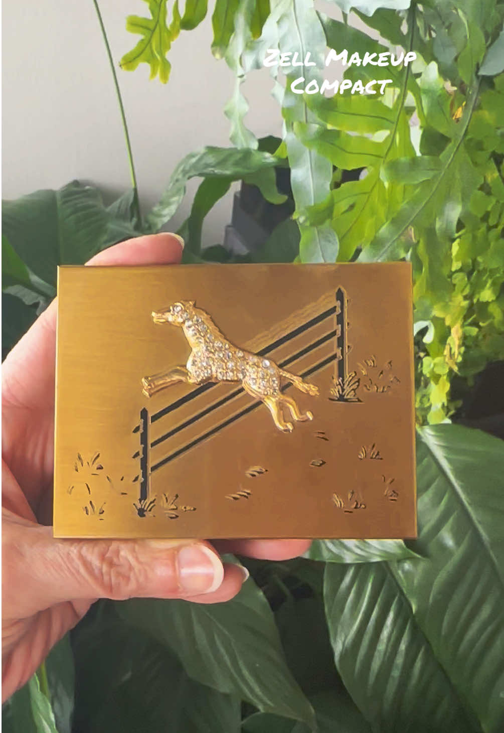 Gorgeous 1940s compact makeup set by Zell has all the necessary tools encased in a beautiful brushed gold tone case embellished with a golden and rhinestone leaping horse.  The original puffs and makeup are still there! This lovely case is great to carry in your purse for elegant touchups with fabulous style. A great conversation piece that will give you lots of glamour!  Order at this link ⬇️ https://vintageballerinaroom.etsy.com/listing/1853331022 #vintage #vintagemakeup #vintagebeauty #antiquemakeup #antiquestyle #vintagestyle #vintagefinds 