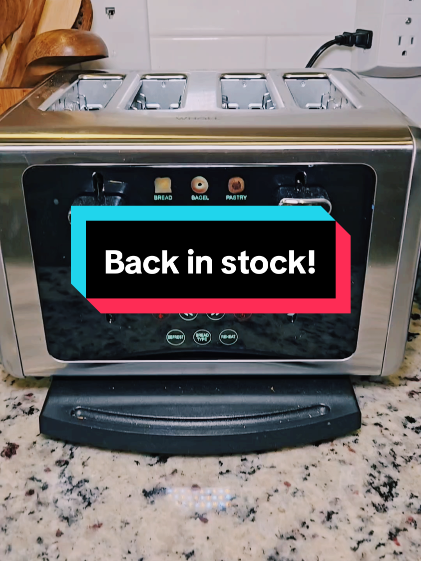 For slice, toaster is back in stock.Grab it before it sells out again! #digitaltoaster #whalltoaster #4slicetoaster #2slicetoaster #kitchentoaster #kitchenappliances #valentinesdaygiftideas #tiktokshopjumpstartsale #tiktokshoploveatfirstfind 
