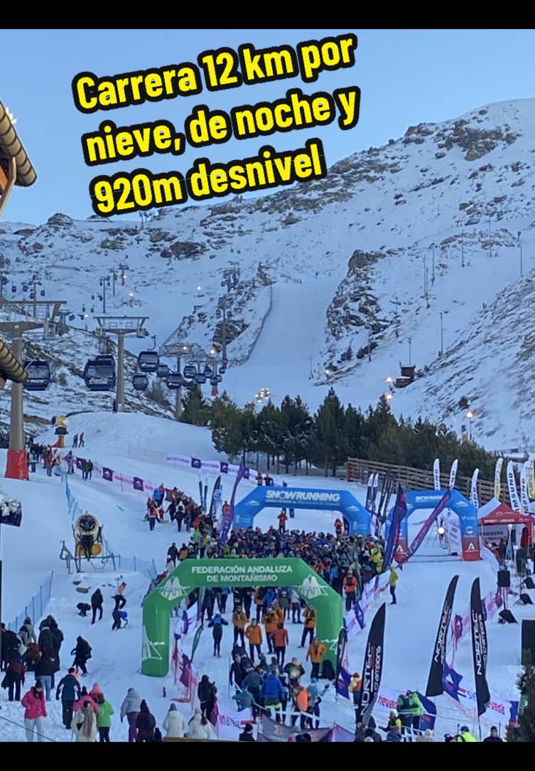 Una carrera de noche 🌚 por nieve ❄️ de 12 km🏃 y con 920 metros de desnivel 🏔️  Eso es Snow Running Sierra Nevada!!  #SantJordi2024 #viral #parati #foryou #foryourpage #travel #ski #snow #sierranevada #Running 