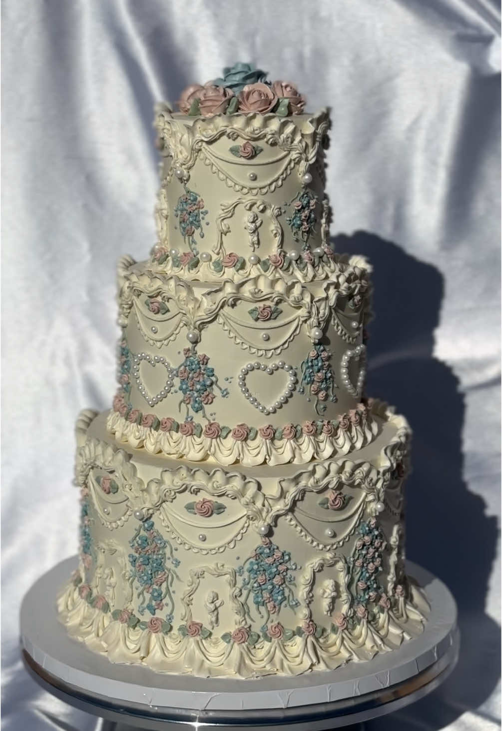 She was a labor of love 🕊️🌷💕#wedding #weddingcake #weddingideas #cakedesign #cakedecorating 