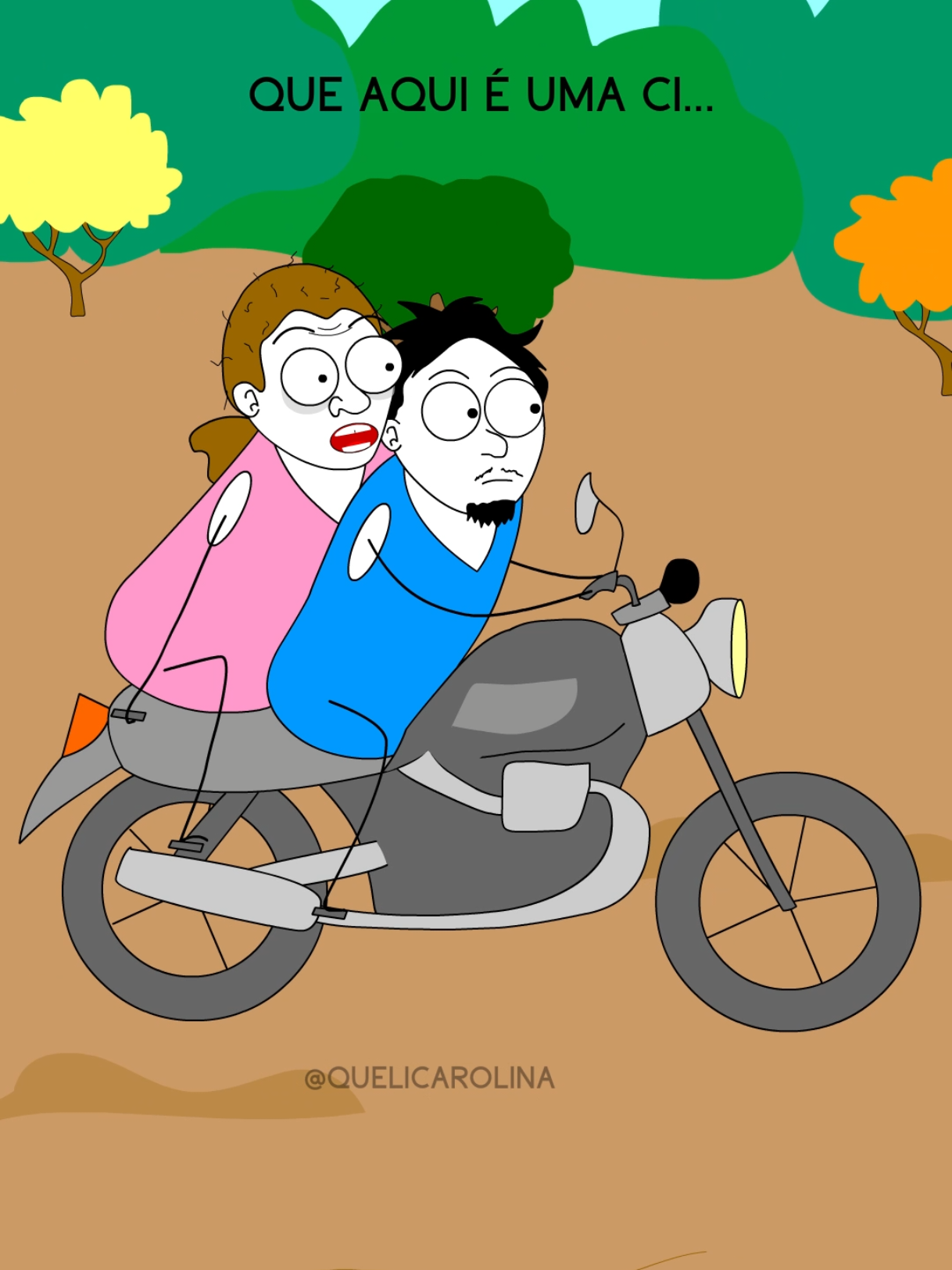 Vai devagar coisinho 🙆🏽‍♀️😂 #animacao #desenho #humor #memetiktok #moto #velocidade #estrada #devagar #passageiro 