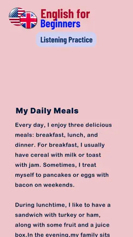 My daily meals. #learnenglish #improveyourenglish #english #easyenglish #englishcourse #speakenglish #speakingpractice #practiceenglish #englishlistening 