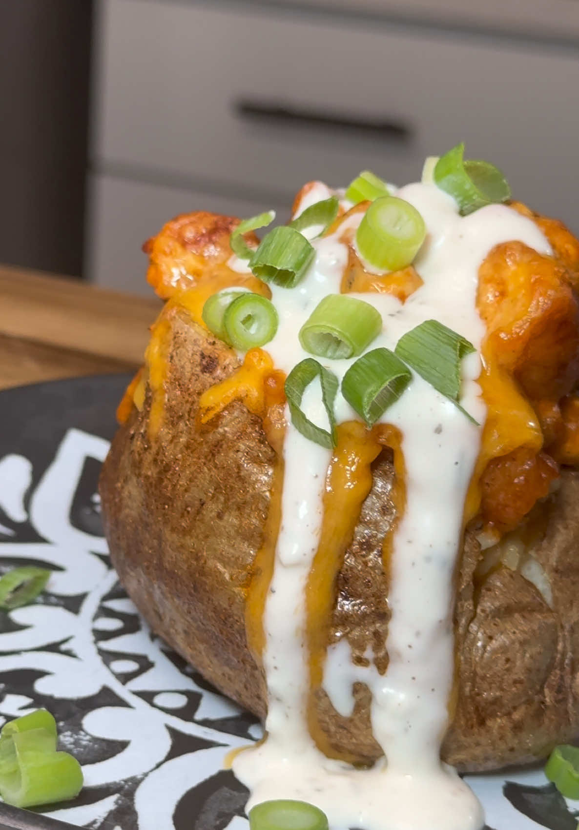 Buffalo Chicken Stuffed Twice Baked Potato