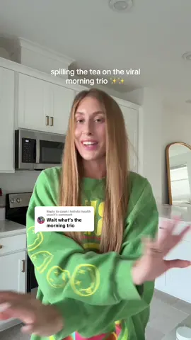 Replying to @sarah | holistic health coach morning trio has been such a game changer! Message me “results” on IG & I’ll link ya ❤️ #morningtrio #glowupyear #bloatingtips 