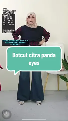 Citra botcut dah restok gaiss memang laju sold design ni #seluarjeanbootcut #pandaeyesjeans #seluarjeans #seluarjeanboocut #jeansoutfit #jeanbaggy #jeansviral #jeanswanita #seluarbootcut #seluarbootcut 