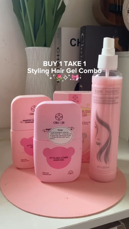 Grabiii sa BUY1 TAKE1 Hair Gel & Hair Spray for only 100+ pesos ! Bye baby hair, Pa budol kna!🙈😍 #hairspray #hairgel  #glo21shapinghairgelwithstylingcomb #slickstick #cleangirl #cleanhair #hairstyle 
