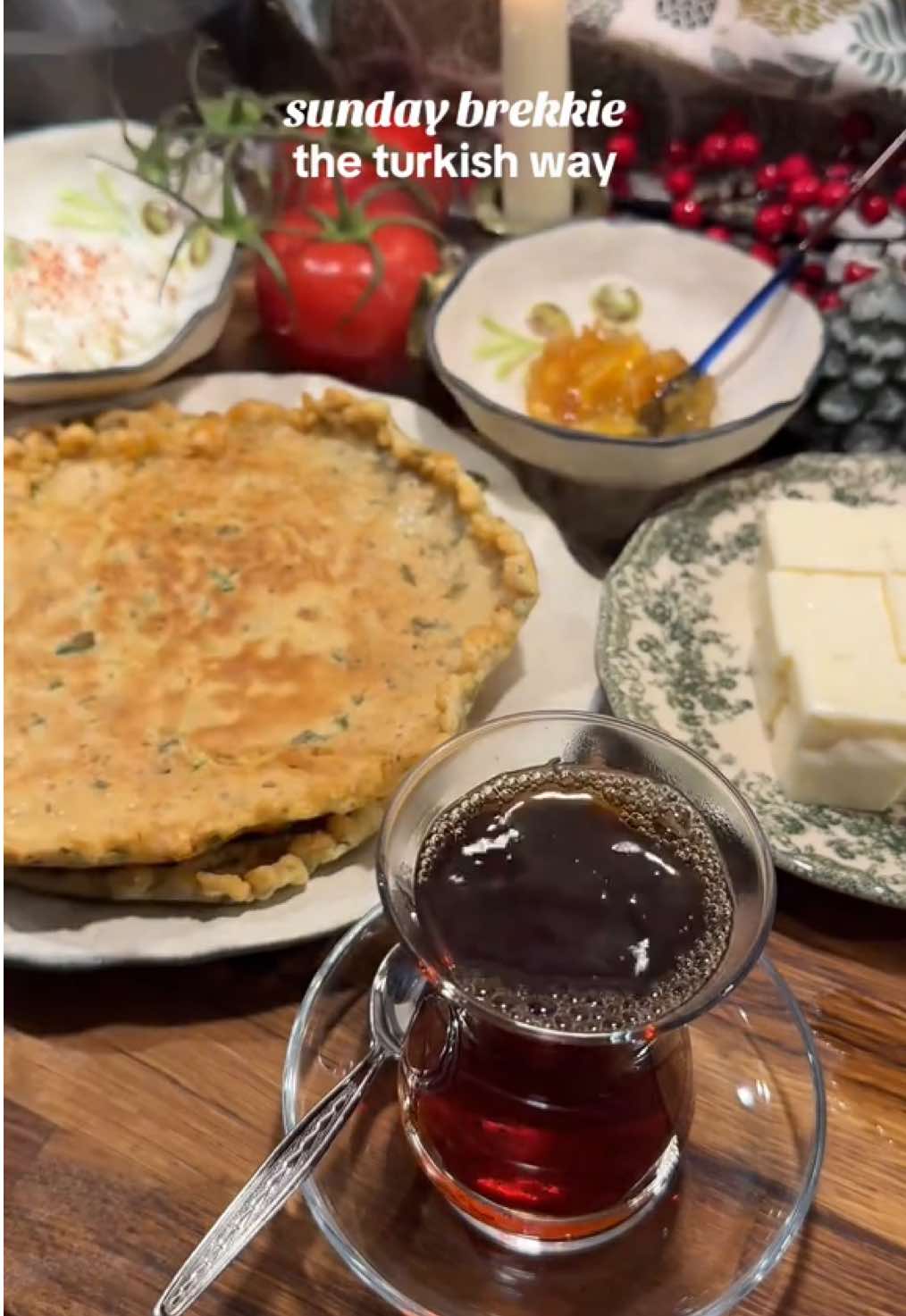 Sunday breakfast / brunch: The Turkish Way🍳 Kaygana (from the Black Sea region), tomatoes, peppers and beets with Olijf Olie Markt Netherlands olive oil (gifted), cottage cheese, orange jam, olives, Ezine cheese, and of course Turkish tea!☕️  • #foodieedaRecipe #foodieedaBreakfast #turkishfood #turkishfoods #turkishcuisine #turkishbreakfast #breakfast #sundaybrunch #sundaybreakfast #brekkie #breakfastideas #breakfastrecipes #Recipe #turksekeuken #ontbijt #kaygana #kahvaltı #kahvalti 