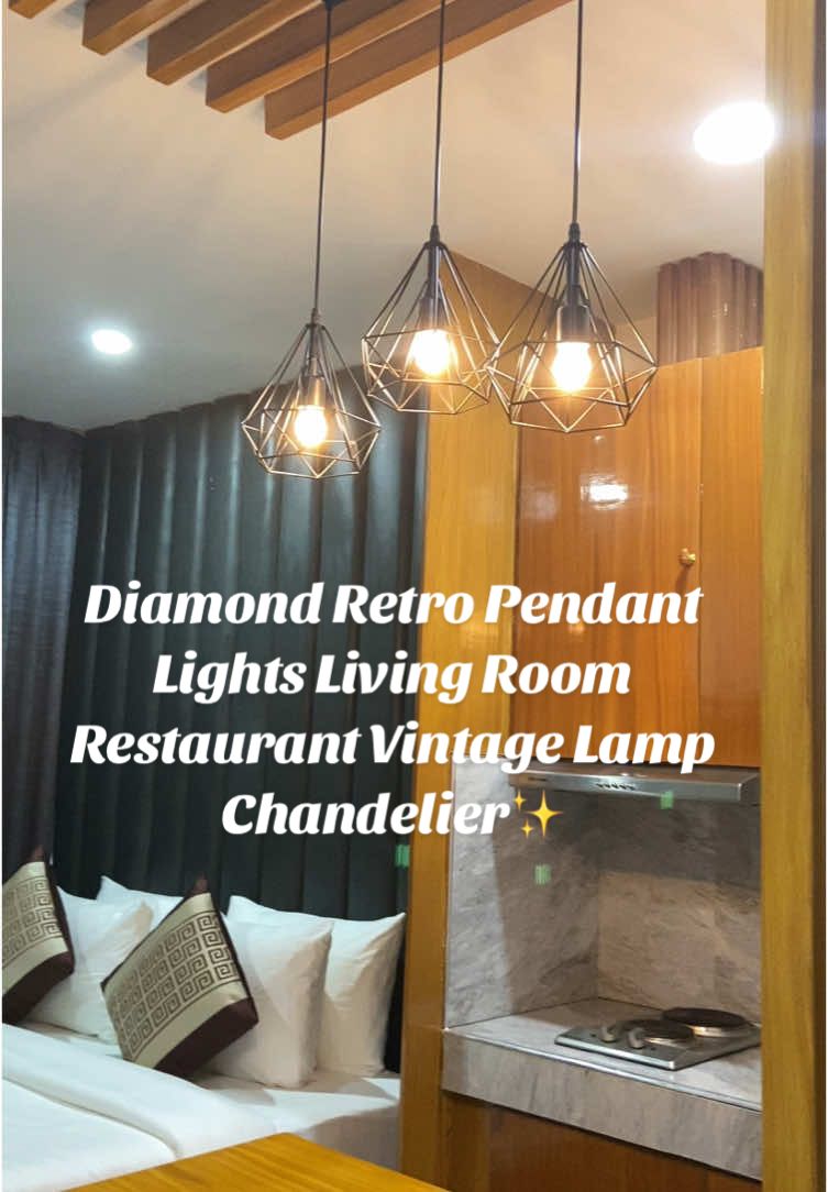 Diamond Retro Pendant Lights Living Room Restaurant Vintage Lamp Chandelier E27 LED Minimalist Personality✨😍 #diamondretropendantlights #lights #aestheticlights #vintagechandelier #vintagelamp 