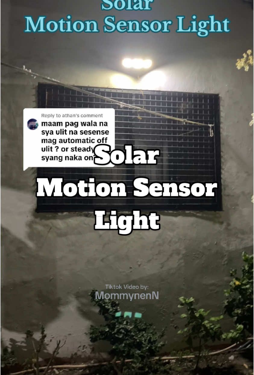 Replying to @athan  Solar Motion Sensor Light | Automatic on once maka sense ng gumagalaw the automatic off pag wala na.  #motionsensorlight #solarmotionlight #ledlight #solarledlights #solar #outdoorledlight