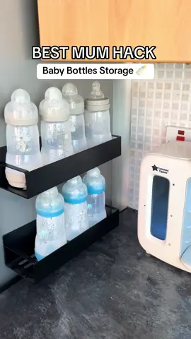 Best mum hack! ✨ This heavy- duty magnetic spice rack is a  game-changer for baby bottle  storage! 🍼🙌🏻 #babytips #babybottles #babyproducts #babystuff #babyhacks #babytiktok #babytok #babiesoftiktok #newborn #newbornessentials #babymusthaves #babyessentials #babymilk #ugc #firsttimemom #parentingtips #milkstorage #breastmilkstorage #babyformula 