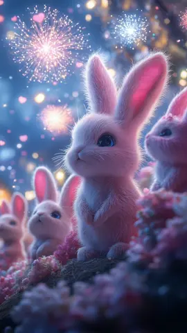 Cutest colorful world 🩵❤️🩷 #aiart #aianimation #viral #fantasy #relaxing #rabbit #bunny #adventure #cute 