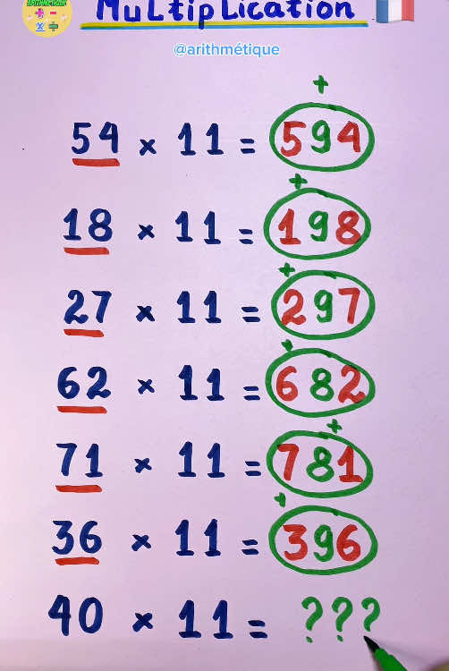 Multiplication 40x11=? 🇫🇷 #math #matematica #mathematics #arithmetique #france 